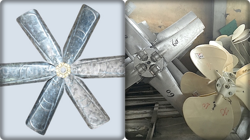 cánh quạt kim loại và cánh quạt nhựa của tháp giải nhiệt